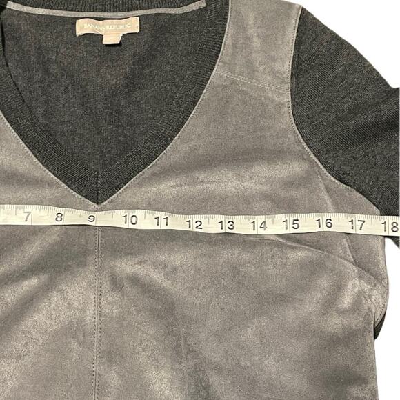 Banana Republic Suede Front Merino Wool Blend Sweater Sz S - Picture 6 of 7